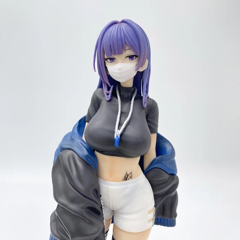 25cm Masked Girl Yuna illustration by Biya Sexy Girl Anime Figure Guitar Sisters Action Figure Adult Collectible Model Doll Toys