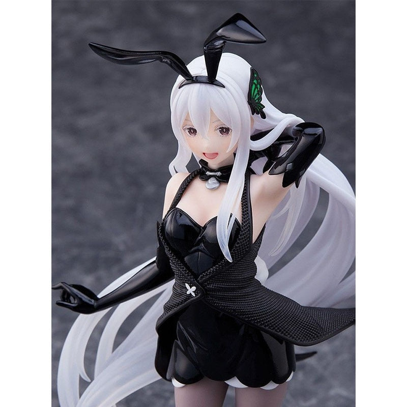 Genuine 18CM Echidna Anime Figure RE: Zero-Starting Life in Another World Rem Sexy Black Dress Bunny Model Children Toy PVC Doll