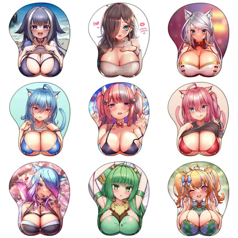 Anime Mouse Pad Tifa VTuber Hololive Gaming Kawaii Girl Gamer 3D Silica Gel Wrist Rest Sexy Boobs Mousepad Desks Oppai Mat Pad