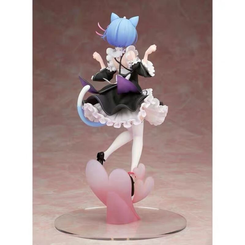 25cm Maid Blue Hair Cat ears Cute girl skirt Anime Girl Figure Action Figure Adult Collectible Model Doll