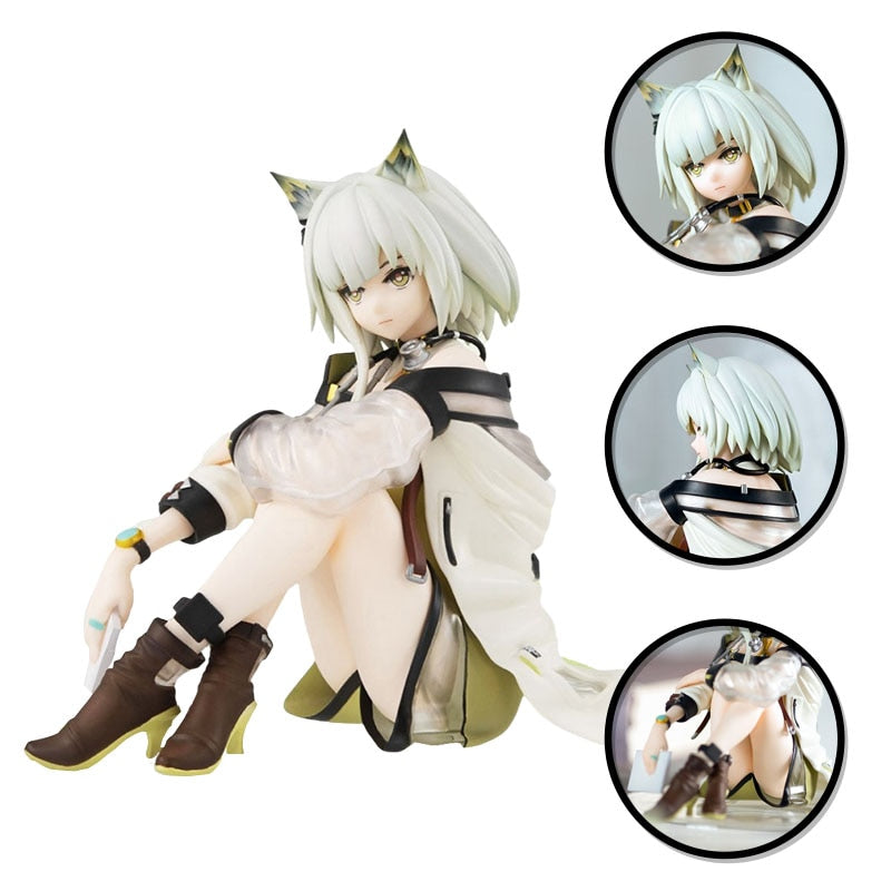 Anime Figure Arknights Kal&#39;tsit Cute Cat Ear Sitting Girl PVC Instant Noodle Press Game Series Anime Character Collection 10CM