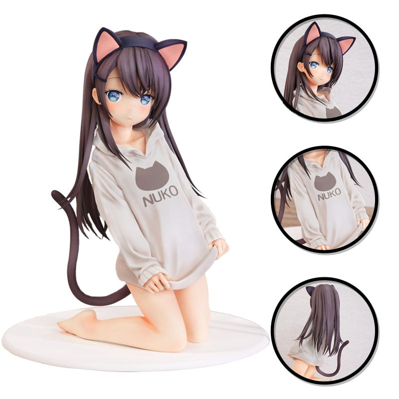 15CM Anime Character Xuzhi Lipka Figure Cute Cat Girl Kneeling Cat Ear Girl Pink Gray Box Figure Ornament Model