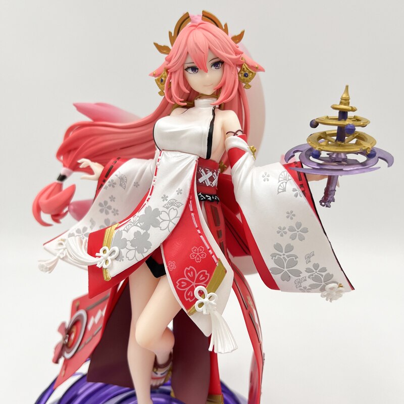 24cm Genshin Impact Yae Miko Anime Girl Figure Yae Miko Sexy Action Figure Qiqi/Xiao/Hu Tao Figurine Collectible Model Doll Toys