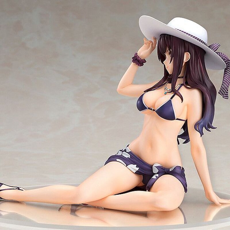 15cm Anime Figure Kasumigaoka Utaha PVC Beach Sexy Swimsuit Apron Bikini Model Toys Desktop Collection Ornaments Gift