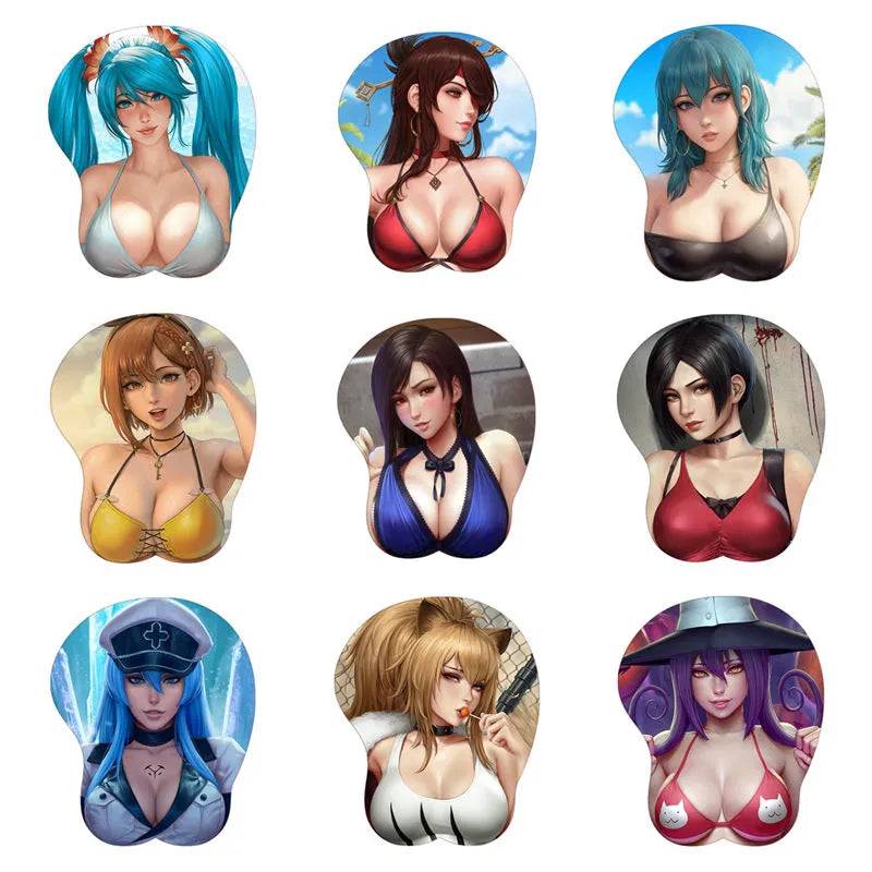 Creative High Quality Anime 3D Sexy Girl Big Oppai Gel Mouse Pad with Wrist Rest Gaming MousePad Mat for LOL CSGO