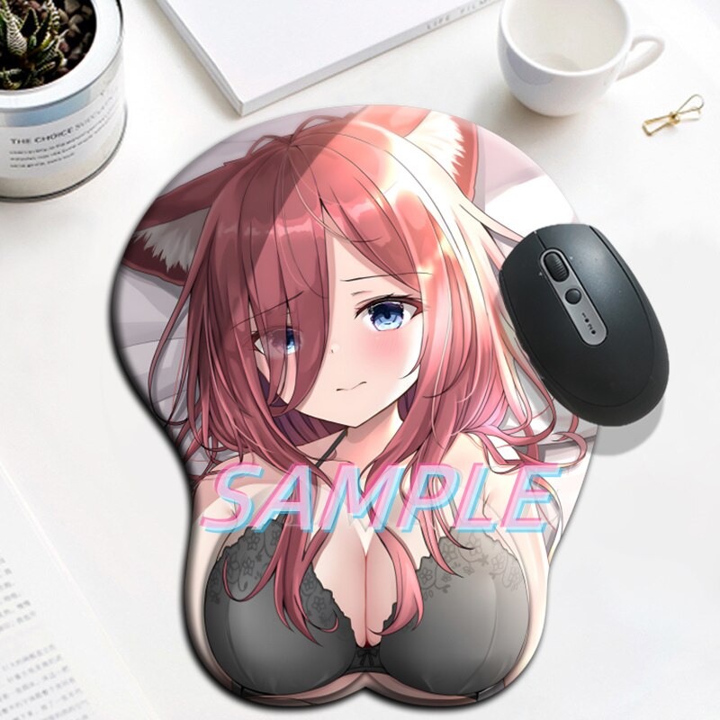 Nakano Miku Sexy Girl Big oppaii 3D Mouse Pad with Wrist Rest Silicone Over Watch Gaming Mousepad Anime Desk Mat