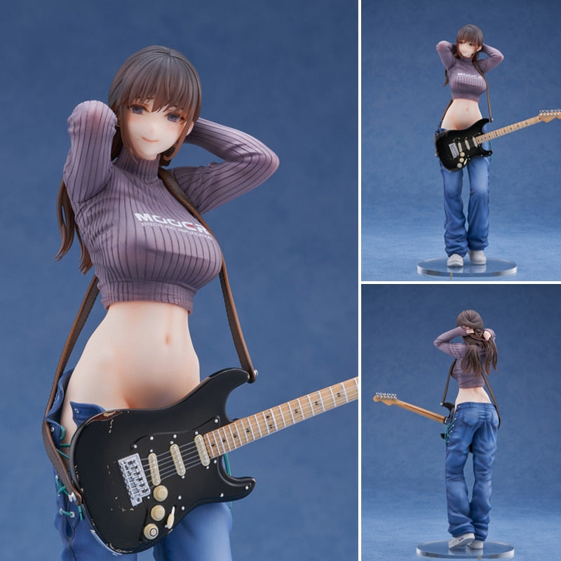 25cm Lovely Guitar Sisters Mei Mei Sexy Girl Anime Figure Guitar Sisters Action Figure Adult Collectible Model Doll Toys Gifts