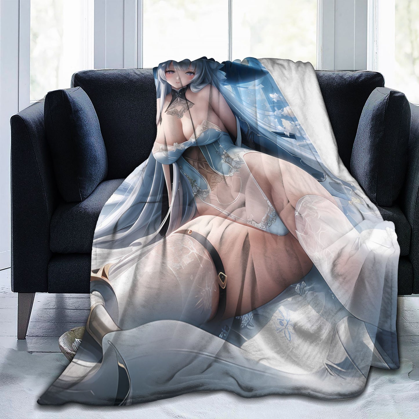 Hentai Anime Kawaii Girl Blanket Flannel Soft Plush Sofa Bed Throwing Cartoon Blankets Japanese Otaku Waifu Gift for Bed Decor