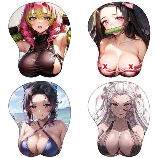 Nezuko Shinobu Mitsuri Tanjirou 3D Silicone Mousepad Demon Slayer 3D Wristband Mouse Pad Anime Game Sexy 3D Wrist Rest Mouse Mat