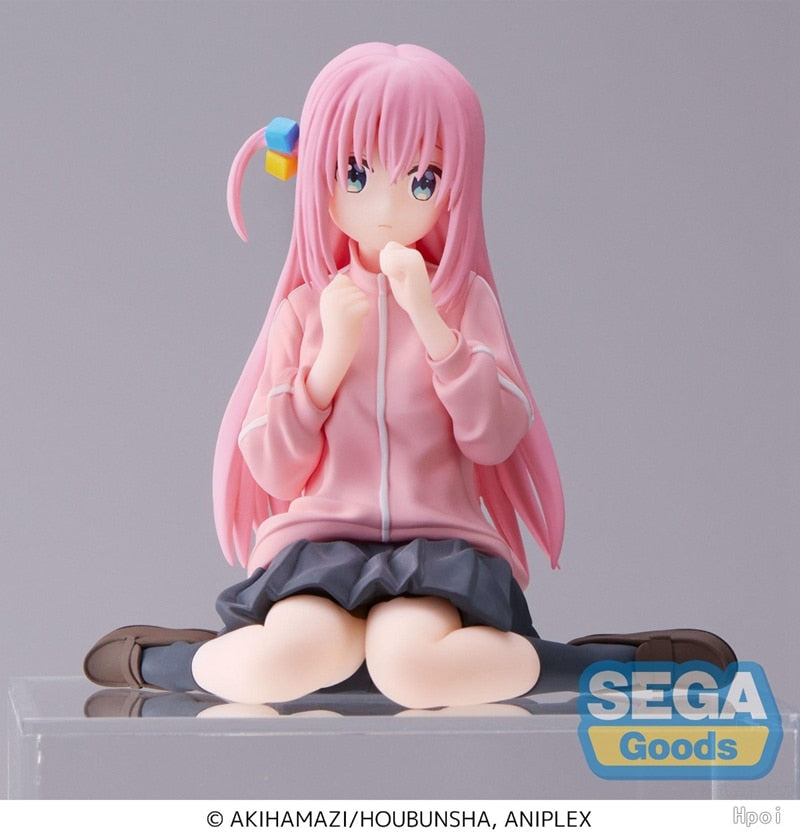 8CM Anime Figure Lonely Rock Goto Doku PVC Sitting Posture Pink Jacket Model Toys Gift Collection Desktop Ornaments