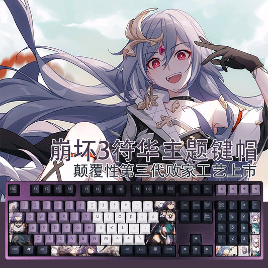 108 Keys/set PBT Dye Subbed Keycaps Cartoon Anime Gaming Key Caps Honkai Impact 3 Fu Hua Keycap For ANSI Layout Cherry Profile