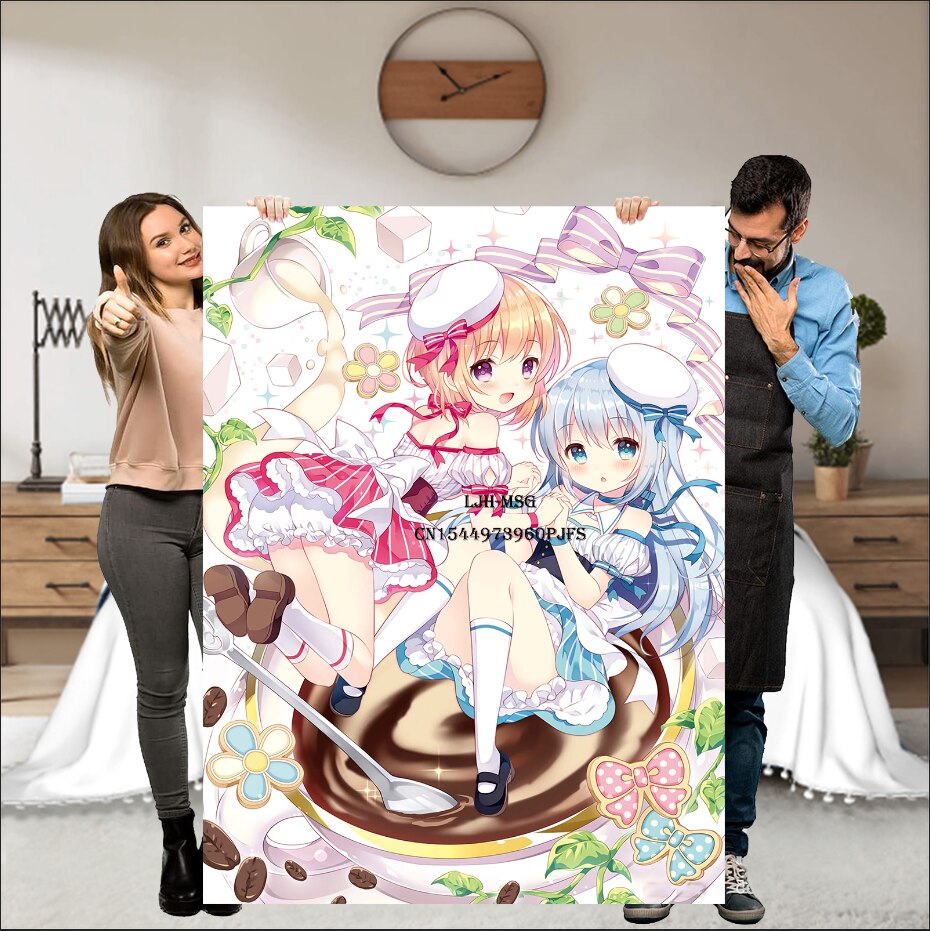 Japanese Hot Anime Cute Girl Modern Blanket Flannel Soft Plush Sofa Bed Throwing Cartoon Blankets Otaku Waifu Gift for Bed Decor