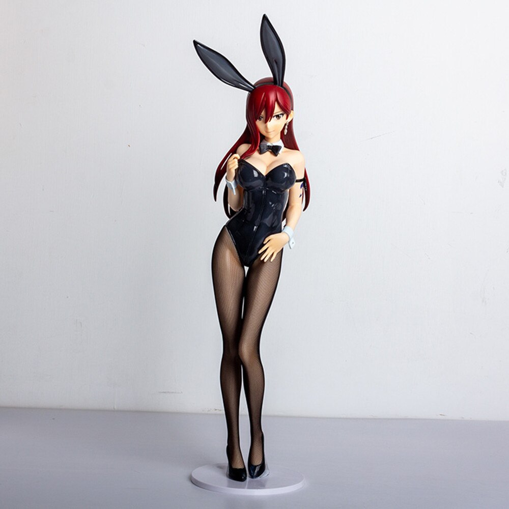 47CM Anime FAIRY TAIL Erza Scarlet Sexy Black Silk Tights Bunny Girl 1/4 PVC Action Figure Model Ornaments Toys Fans Gift