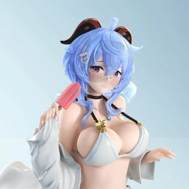 24cm Anime Genshin Impact Ganyu Figure Swimwear Sexy Action Figure Adult Collection Model Figurine Doll Toy Christmas Gift