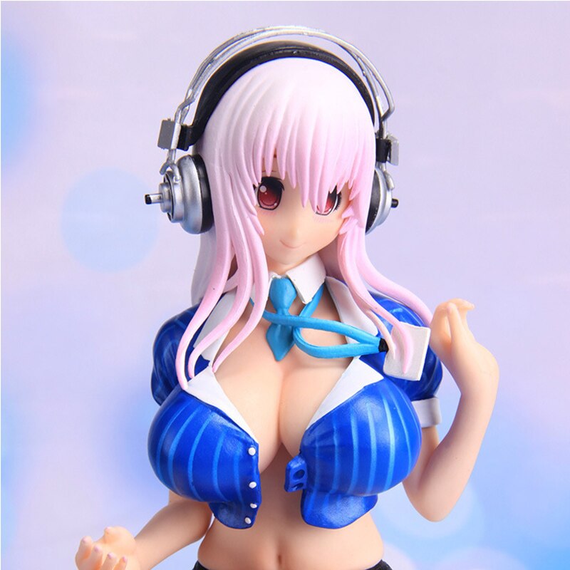 20CM Sexy Sonico Japan Anime SUPERSONICO Figure Cute Workplace Dress Sitting Noodle Stopper Model PVC Static Toys Gift Doll