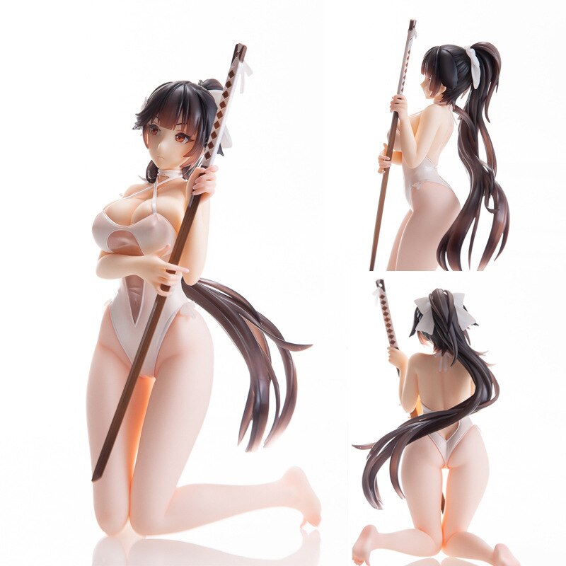 19CM IJN Takao Japan Anime Azur Lane Figure IJN Takao Sexy Swimsuit Kneeling Beach Doll Model PVC Gift Toys Collection Ornament