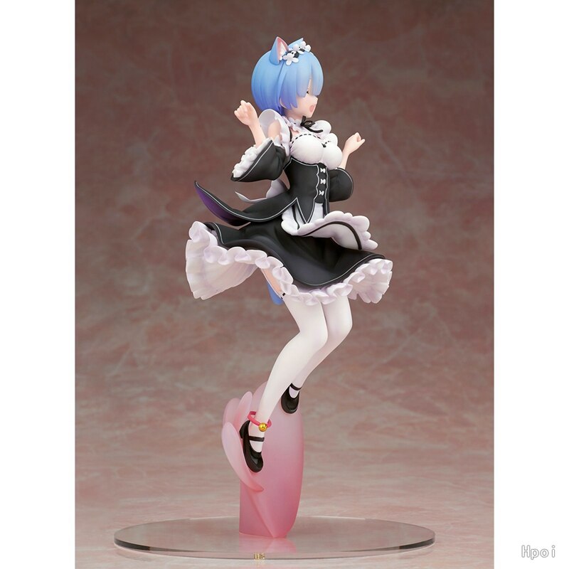 24CM Rem Anime Figure RE: Zero-Starting Life in Another World Ram Cat Maid Dress Sexy Model Toy Figure Action Cute