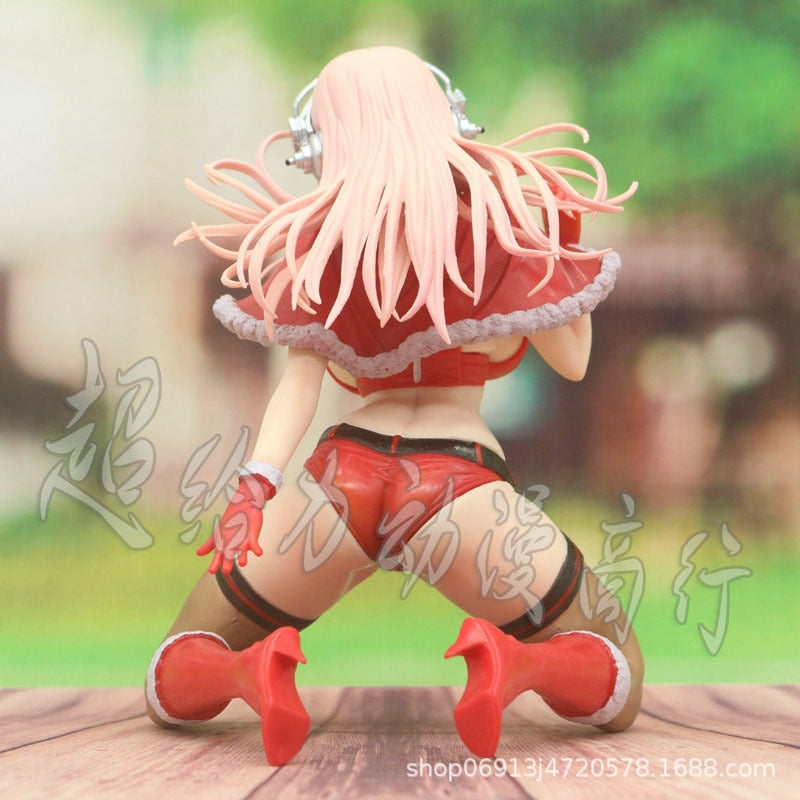 17.5CM Japanese Anime Sexy Girl Super Sonico Kneeling Christmas Ver PVC Action Figures Adult Collection Model Toy 18+ Doll Gifts