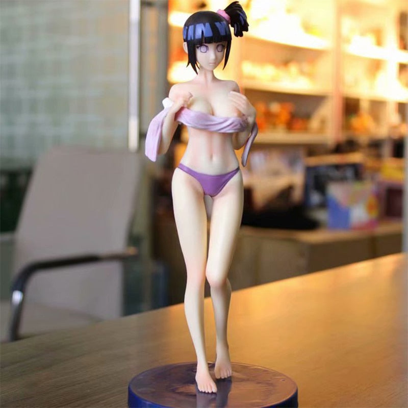 24cm Anime Naruto Action Figure Hyuuga Hinata Bathhouse Towel Swimsuit Sexy Girl Figurine PVC Collectible Model Toy Kid Gift