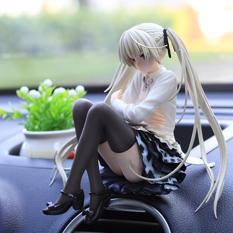 11CM Kasugano Sora Anime In solitude Figure 2Styles Sexy Pleated Skirt Holding Rabbit Seated Model Toys Children PVC Gift Doll