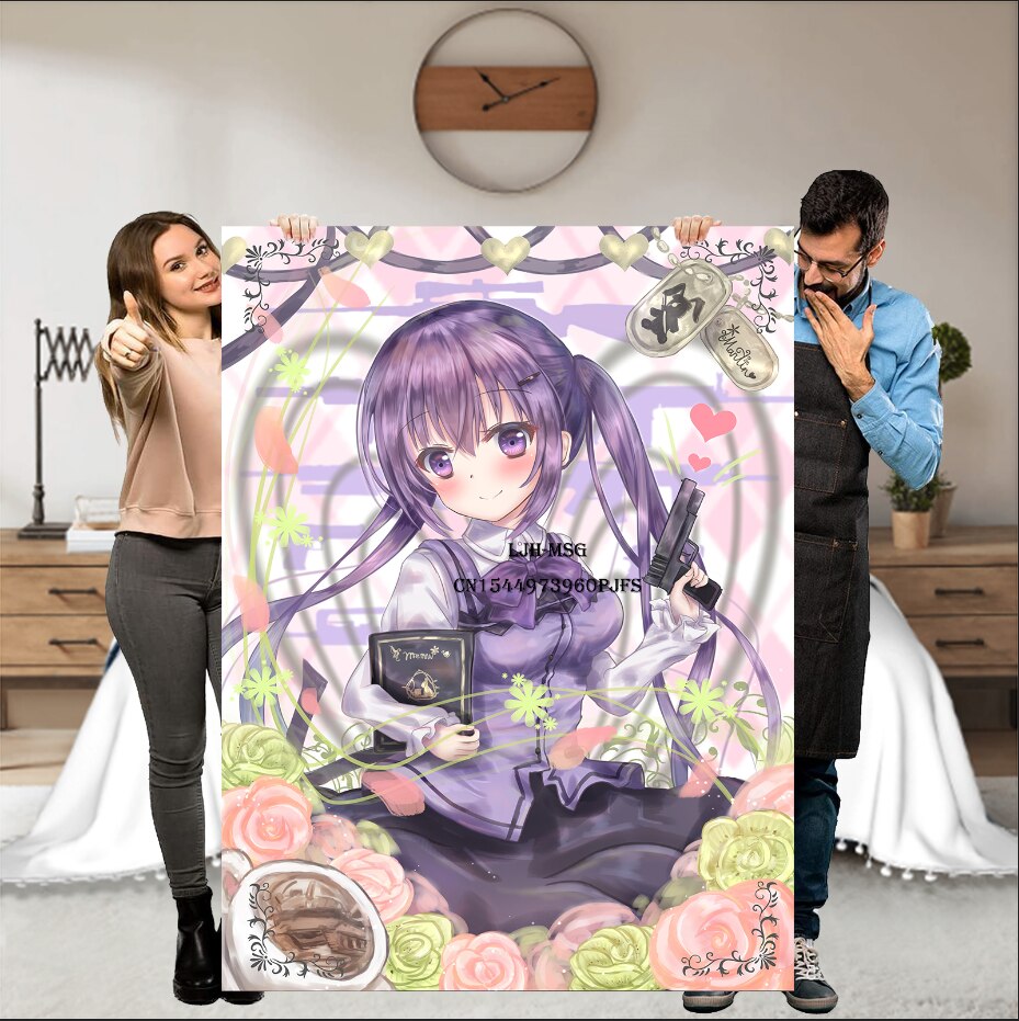 Japanese Hot Anime Cute Girl Modern Blanket Flannel Soft Plush Sofa Bed Throwing Cartoon Blankets Otaku Waifu Gift for Bed Decor