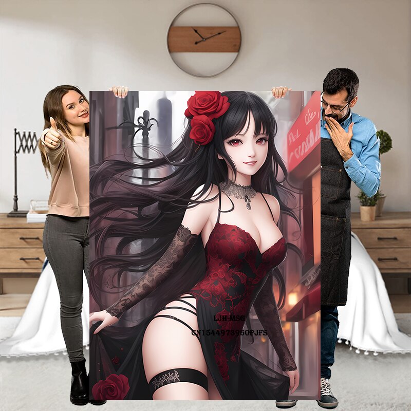 Anime Character Super Soft Flannel Throw Blanket Lightweight Air Conditioner Blanket Cooling Summer Blanket Cartoon Girl Blanket