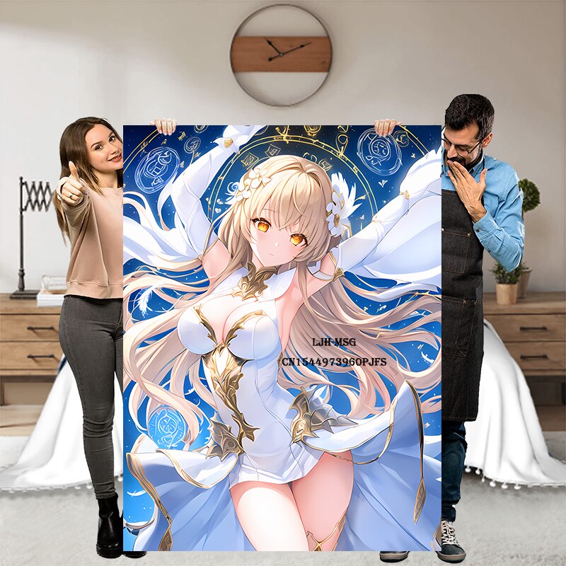 Japanese Anime Girl Blanket Flannel Angel Soft Plush Sofa Bed Throwing Personalized Decorative Otaku Waifu Gift for Bed Decor