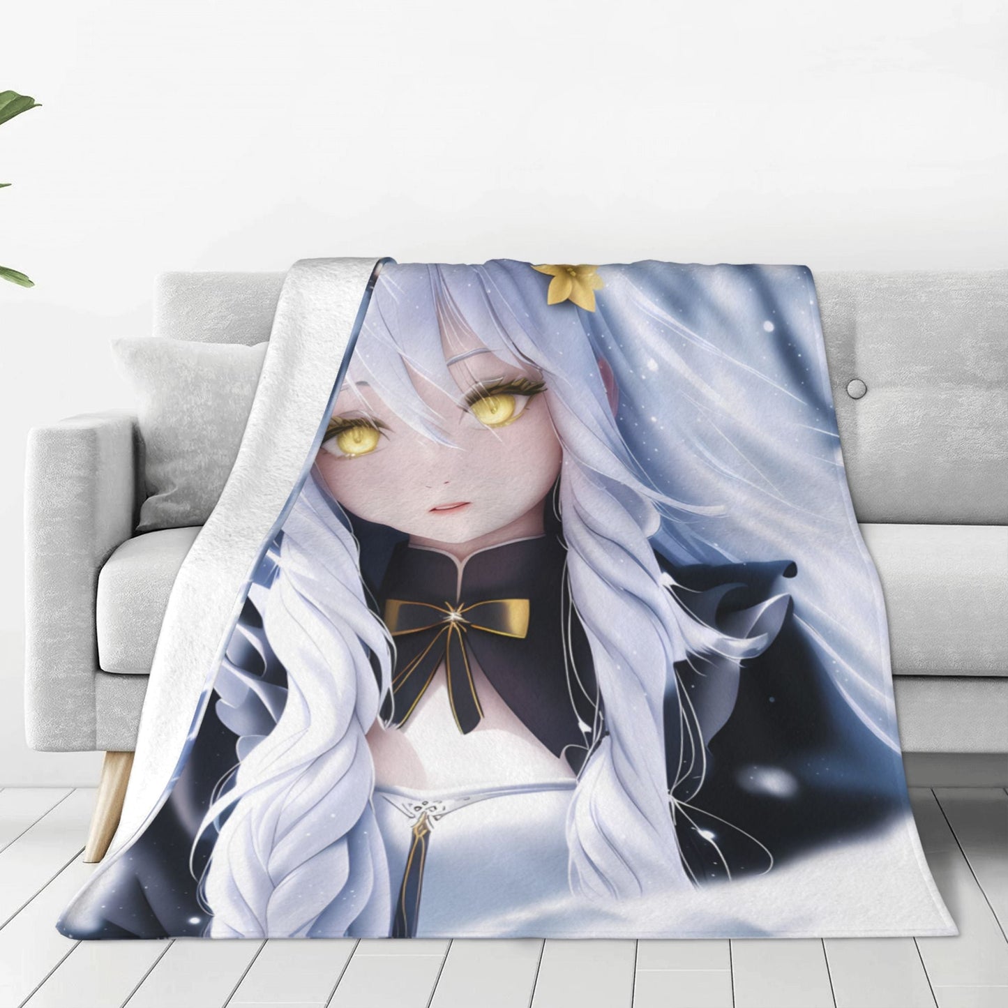 Japanese Anime Kawaii Girl Blanket Flannel Soft Plush Sofa Bed Throwing Personalized Decorative Otaku Waifu Gift for Bed Decor