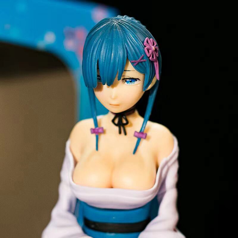 12cm Anime Re:Life In A Different World From Zero Action Figure Yukata Kimono Rem Kneeling Sexy Girl Collection Model Toys Gift