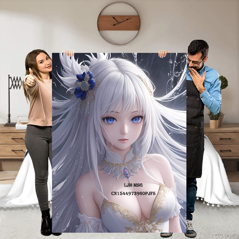 Anime Character Super Soft Flannel Throw Blanket Lightweight Air Conditioner Blanket Cooling Summer Blanket Cartoon Girl Blanket