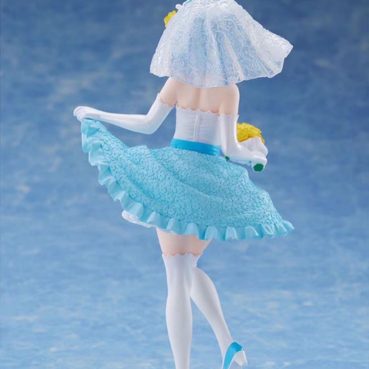 Cartoon anime Wedding Dress Blue Hair Girl  18cm Rem Figure Transparent Anime Girl Ornament Model Doll Gifts Toys