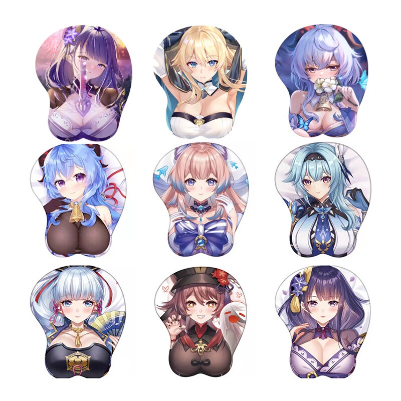 3D Genshin Impact Zhongli Mouse Pad Klee Anime Kawaii Hutao Stereo Mousepad Oppai Silicone Wrist Pad Gaming Mouse Mat Customeriz