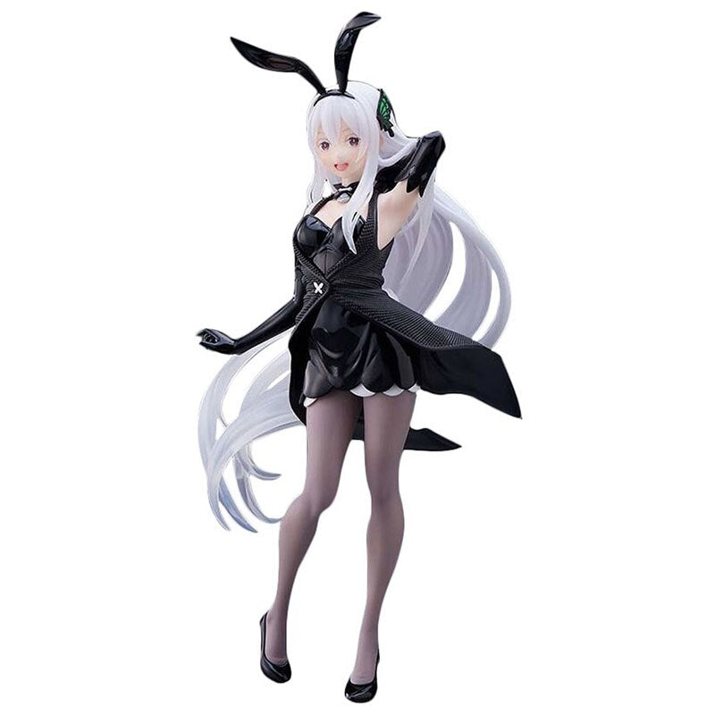 Genuine 18CM Echidna Anime Figure RE: Zero-Starting Life in Another World Rem Sexy Black Dress Bunny Model Children Toy PVC Doll