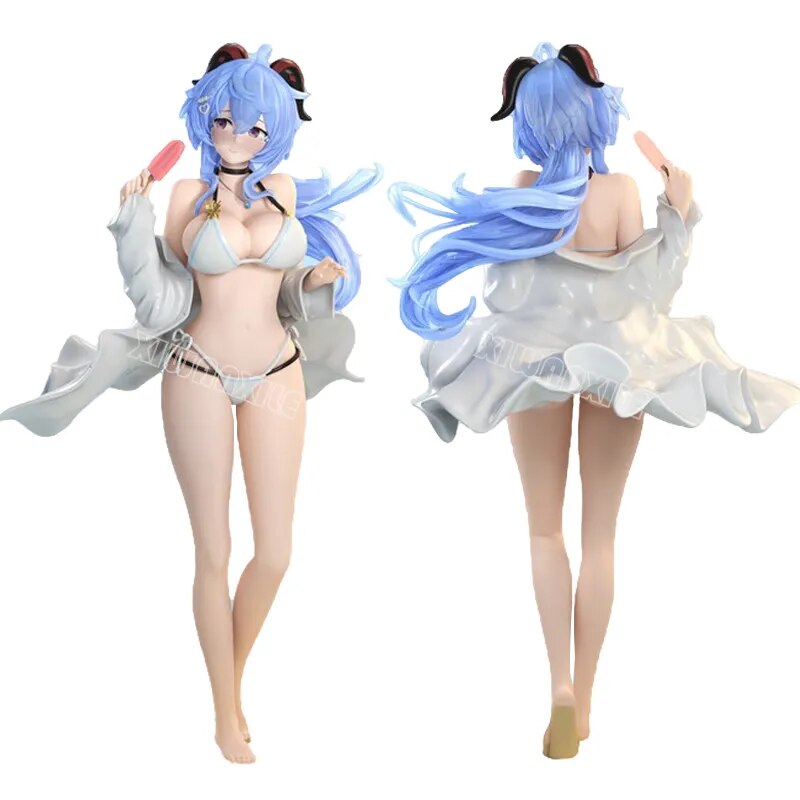 25cm Genshin Impact Ganyu Sexy Girl Anime Figure Ganyu Swimsuit Action Figure Hu Tao/Paimon/Klee Figurine Adult Model Doll Toys