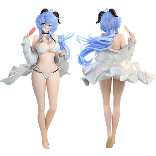 25cm Genshin Impact Ganyu Sexy Girl Anime Figure Ganyu Swimsuit Action Figure Hu Tao/Paimon/Klee Figurine Adult Model Doll Toys