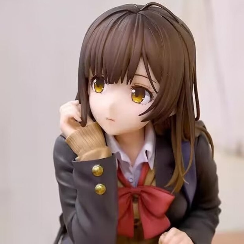 Anime Hige Wo Soru. Soshite Joshikousei Wo Hirou Figure School Uniform Knapsack Ogiwara Sayu Squatting Action Figure Model Toys