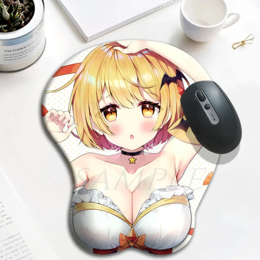 3D Oppai Mouse Pad Hololive Sakura Miko Kawaii Anime Gaming Mousepad with Soft Silicone Wrist Rest for Pc Gamer