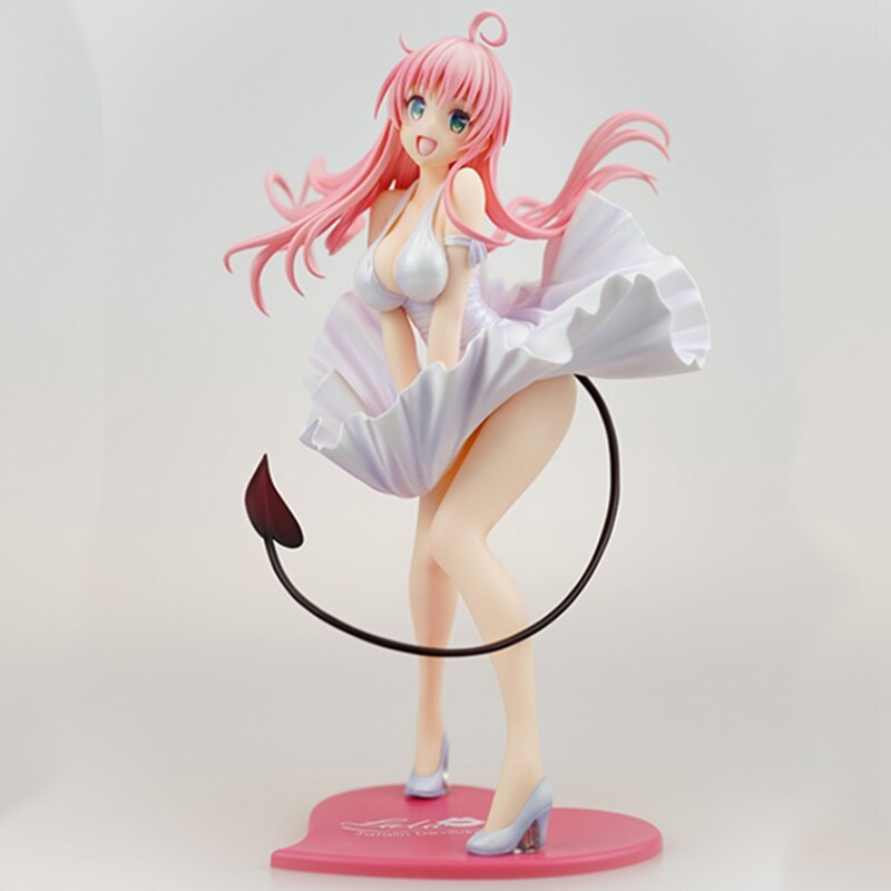 23CM Sexy Lala Satalin Deviluke Anime To LOVE Figure Cute Little Devil White Dress Soft Model Toys PVC Girls Adult Gift Doll