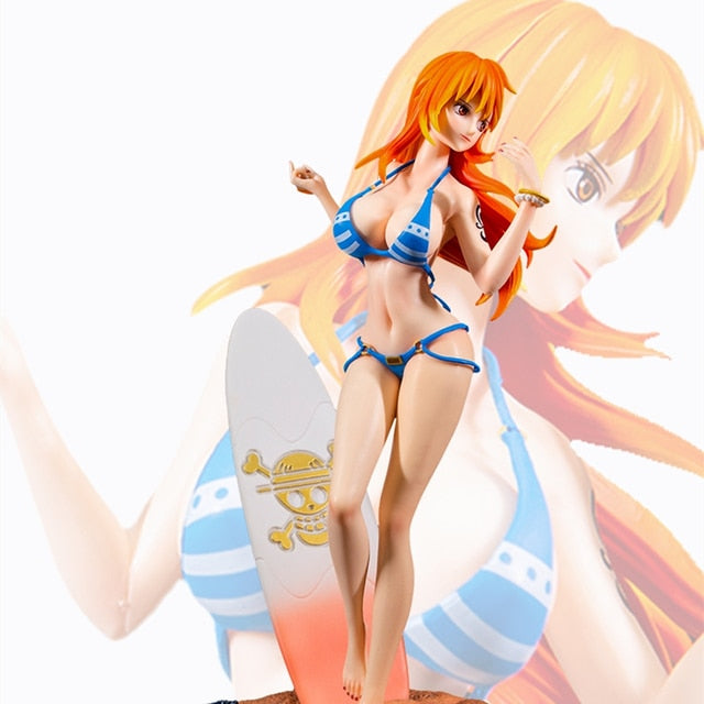 30cm One Piece Nami Figure Anime Figures Swimsuit Sexy Beach Surf Bikini Girl Action Figurine PVC Model Collection Statue Gift