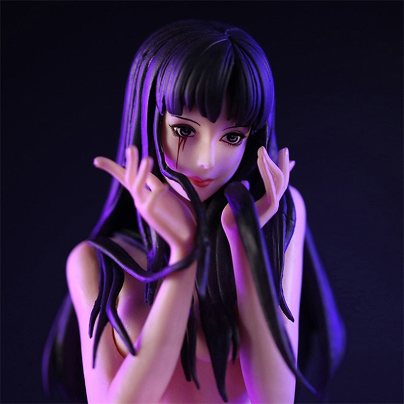 27cm Anime Horror Action Figure Tomie Kawakami Sitting Chair Sexy Girl Figurine PVC Collectible Model Toy Gift