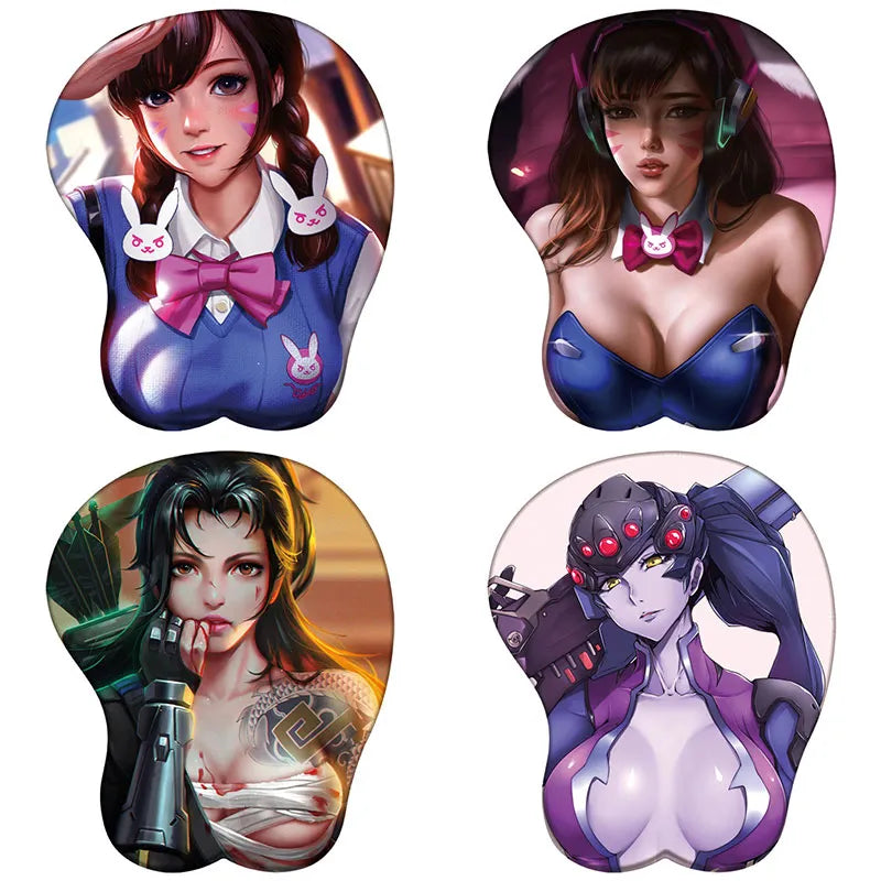 Overwatch Mouse Pad Gel Wrist Rest D.Va Mercy 3D Silicone Mousepad Anime Game 3D Wristband Mouse Pad Diy Sexy 3D Wrist Rest Pad