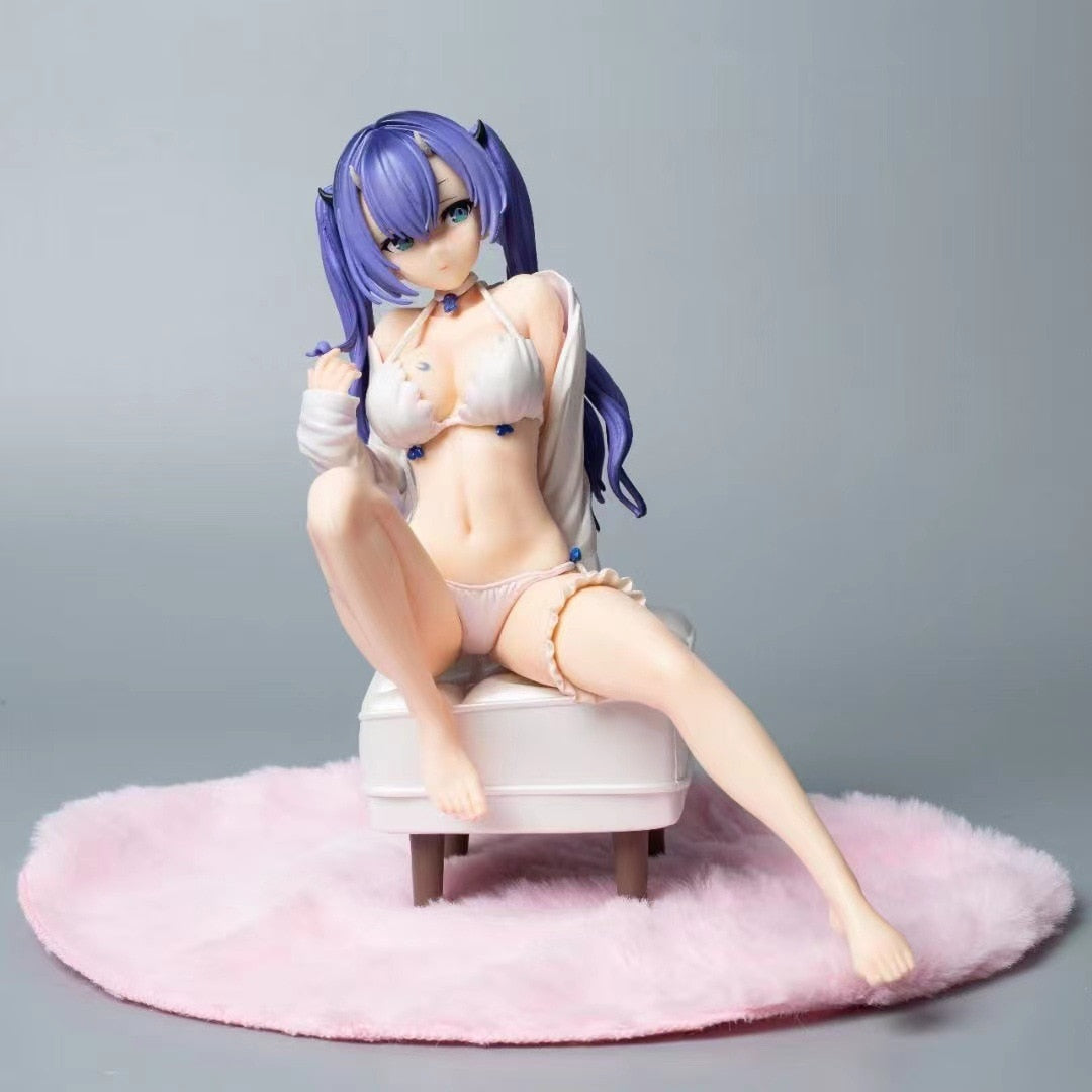 21CM Anime Blue Ghost Girl Figure Anime Model Toys Sexy Sitting Ornament Underwear Lolita Can Undress Pajamas Dress Up