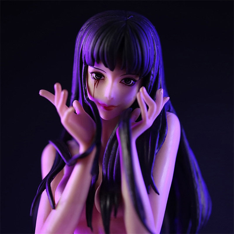 27cm Anime Horror Action Figure Tomie Kawakami Sitting Chair Sexy Girl Figurine PVC Collectible Model Toy Gift