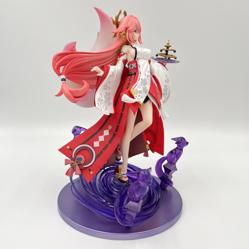 24cm Genshin Impact Yae Miko Anime Girl Figure Yae Miko Sexy Action Figure Qiqi/Xiao/Hu Tao Figurine Collectible Model Doll Toys