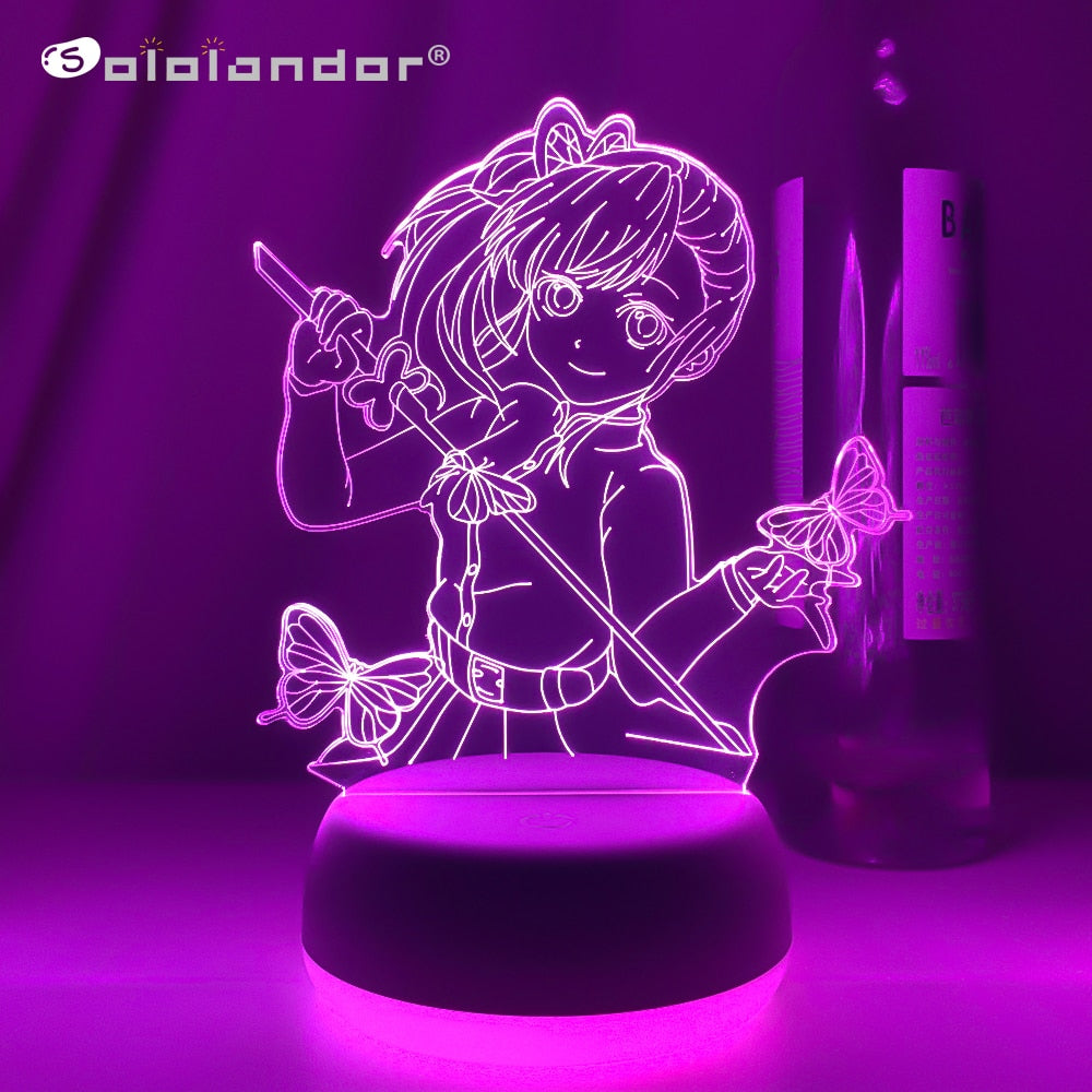 Anime Demon Slayer Tsuyuri Kanawo Figure Led Night Light for Girls Room Decor Nightlight Kimetsu No Yaiba Gift Table 3d Lamp