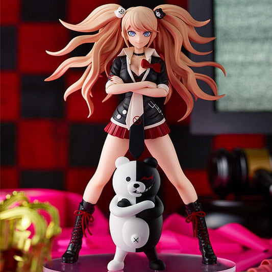 Anime Danganronpa Figure Enoshima Junko Standing Anime Action Figure Sexy Girls Figure With Bear PVC Model Childrens Toys Gifts