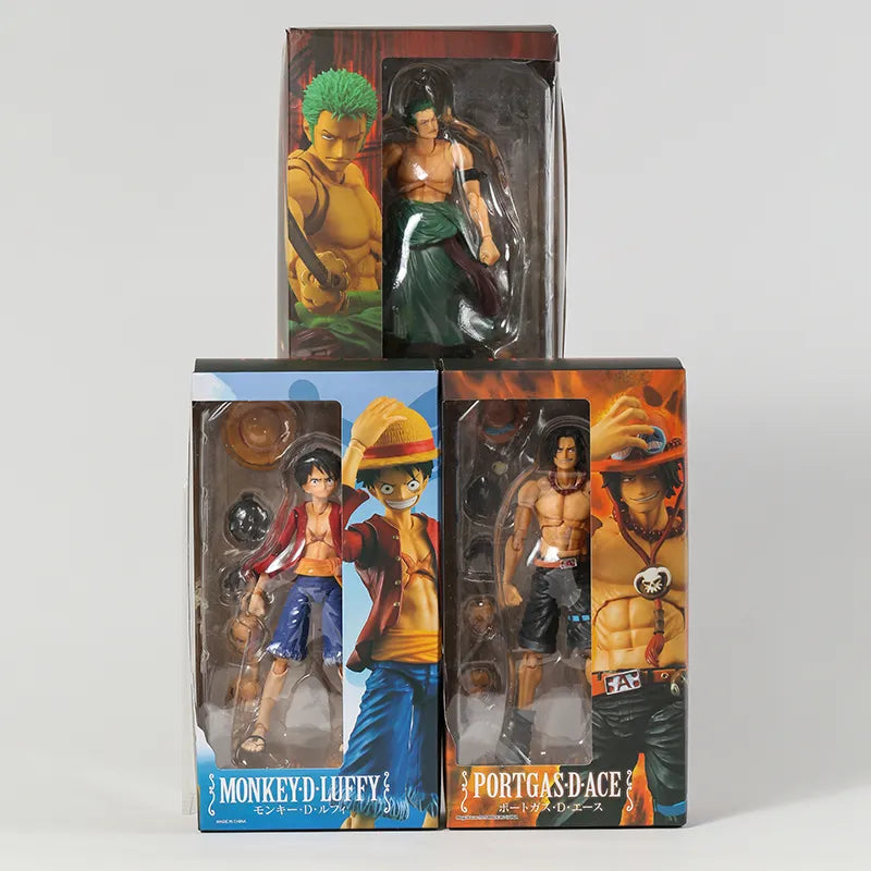 MH Variable Action Heroes One Piece Portgas D Ace Monkey D Luffy Roronoa Zoro 7&quot; Action Figure Collection