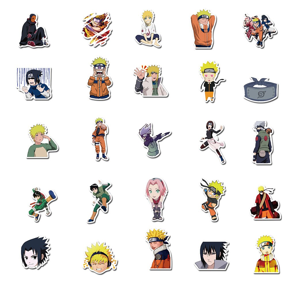 100Pcs Naruto Stickers Uzumaki Naruto Kakashi Uchiha Sasuke Itachi Kawaii Cartoon Waterproof Stiker