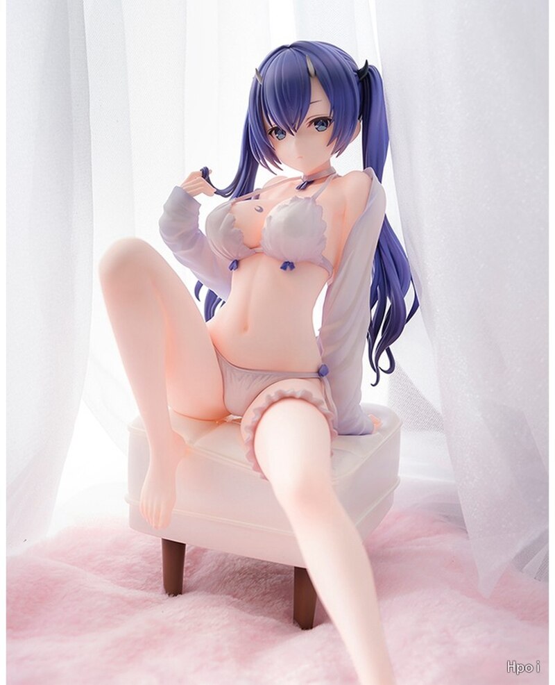 21CM Anime Blue Ghost Girl Figure Anime Model Toys Sexy Sitting Ornament Underwear Lolita Can Undress Pajamas Dress Up