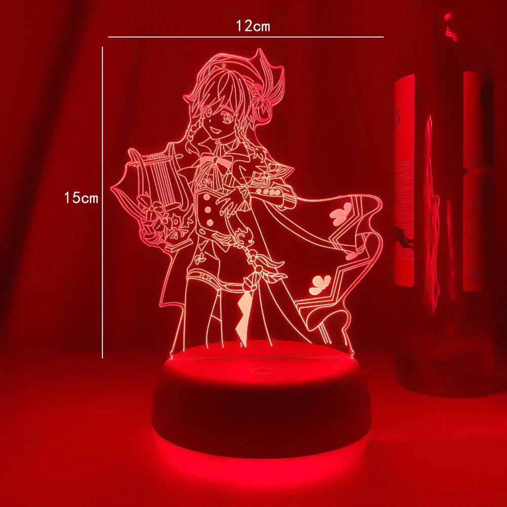 Newest Genshin Impact Game 3d Lamps Figure Nightlight Kids Child Girls Bedroom Decor Lights Manga Gifts Night Lamps Dropshipping